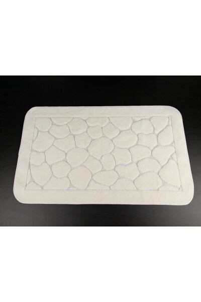 Mera Kaymaz Taban 2li Paxta Banyoxona Paspas Yuvish Mumkin 60x100 50x60sm Banyoxona gilamchi Ekru - 5
