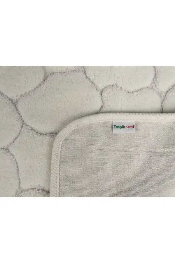 Mera Kaymaz Taban 2li Paxta Banyoxona Paspas Yuvish Mumkin 60x100 50x60sm Banyoxona gilamchi Ekru - 3