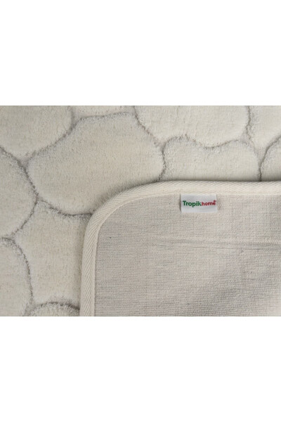 Mera Kaymaz Taban 2li Paxta Banyoxona Paspas Yuvish Mumkin 60x100 50x60sm Banyoxona gilamchi Ekru - 3