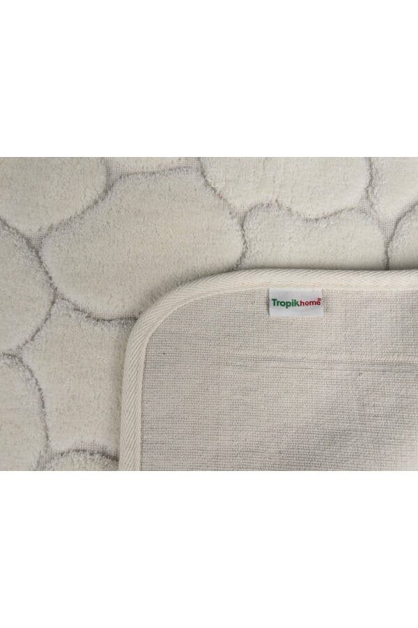 Mera Kaymaz Taban 2li Paxta Banyoxona Paspas Yuvish Mumkin 60x100 50x60sm Banyoxona gilamchi Ekru - 3