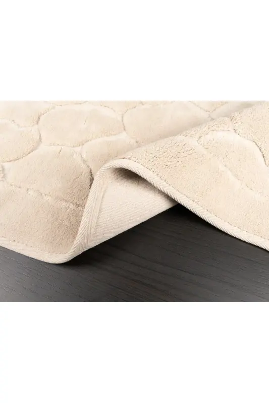 Mera Kaymaz Taban 2lı Paxtalı Hammom Gilami Yuviladigan 60x100 50x60cm Hammom Gilami Bej-Bej - 6