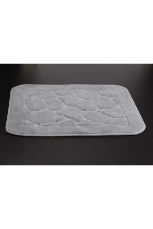 Mera Non-Slip Base 2-Piece Cotton Bath Mat Washable 60x100 50x60cm Bath Rug Grey-Grey - 3