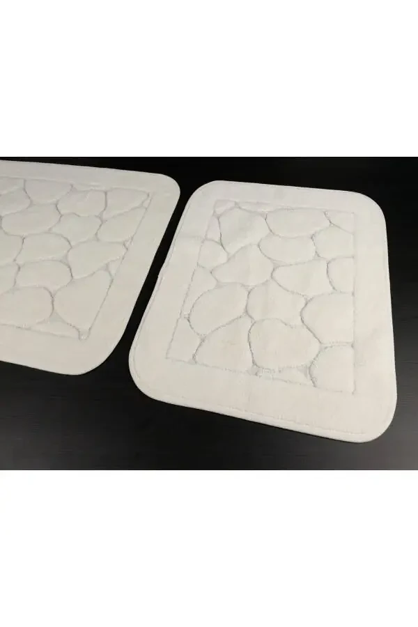 Mera Non-Slip Cotton Bath Mat Set, Washable, 60x100 & 50x60cm, Ecru - 2