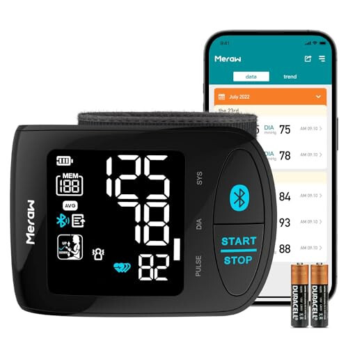 Meraw blood pressure monitor for adults with cuff, blood pressure monitor wrist cuff, blood pressure machine for home use 5.3-8.5'' Automatic Bluetooth High Accuracy Irregular Heartbeat Monitoring APP Aspen Black - 13