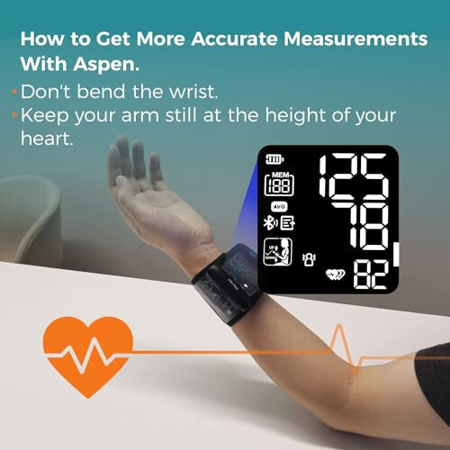 Meraw blood pressure monitor for adults with cuff, blood pressure monitor wrist cuff, blood pressure machine for home use 5.3-8.5'' Automatic Bluetooth High Accuracy Irregular Heartbeat Monitoring APP Aspen Black - 14