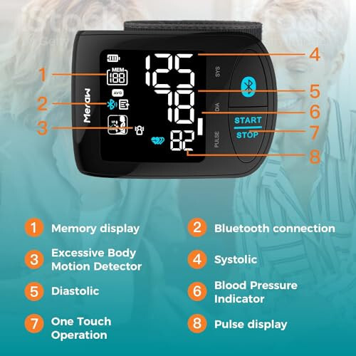 Meraw blood pressure monitor for adults with cuff, blood pressure monitor wrist cuff, blood pressure machine for home use 5.3-8.5'' Automatic Bluetooth High Accuracy Irregular Heartbeat Monitoring APP Aspen Black - 18