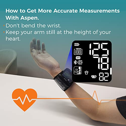 Meraw blood pressure monitor for adults with cuff, blood pressure monitor wrist cuff, blood pressure machine for home use 5.3-8.5'' Automatic Bluetooth High Accuracy Irregular Heartbeat Monitoring APP Aspen Black - 11