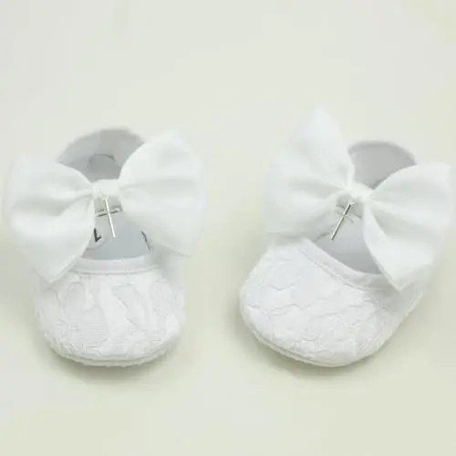 Nihao Baby Girls White Baptism Shoes and Headband Set Christening Dress Shoes - 6