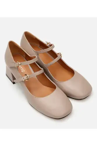 Мэри Джейн Натуральная Кожа Норка Женщины Толстый Каблук - HOTIÇ (1)