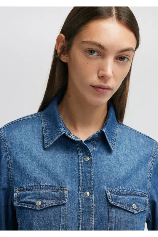 Merida Real Blue Dark Jean Shirt Fitted - 5