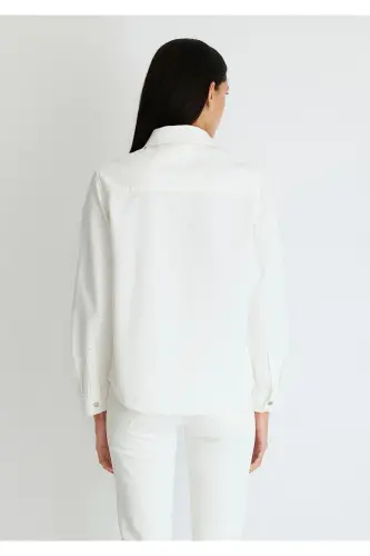 Merida Real Blue Off White Jean Shirt Fitted - 3