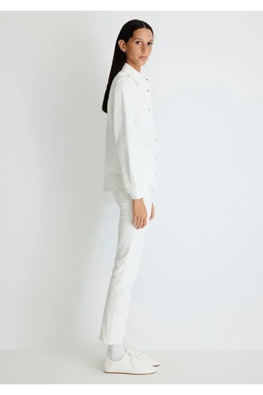 Merida Real Blue Off White Jean Shirt Fitted - 4