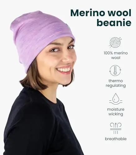 Merino Jun Beanie Erkaklar va Ayollar – Erkaklar va Ayollar uchun yangi manjetli Merino jun shlyapalari - Unisex kattalar uchun Beanie shlyapa va paypoqlar - 2
