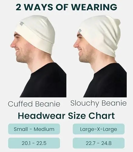 Merino Jun Beanie Erkaklar va Ayollar uchun – Erkaklar va Ayollar uchun yangi Manjetli Merino Jun Shlyapalar - Unisex Kattalar uchun Beanie Shlyapa va Paypoqlar - 6