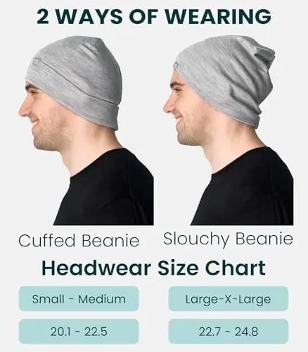 Merino jun bosh kiyimi erkaklar va ayollar uchun – Erkaklar va ayollar uchun yangi manjetli merino jun shlyapalari - Unisex kattalar uchun jun bosh kiyimi va paypoqlar - 6