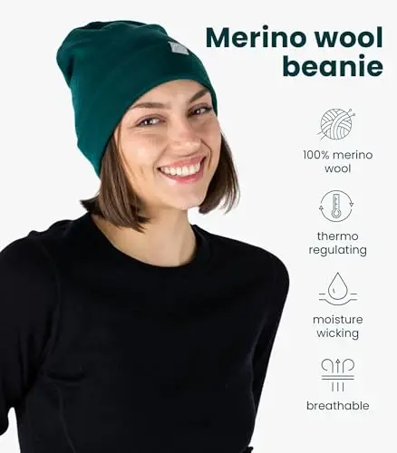 Merino Wool Beanie Men and Women – Novelty Cuff Merino Wool Hats for Men and Women - Unisex Adult Beanie Hat and Socks - MERINO (1)