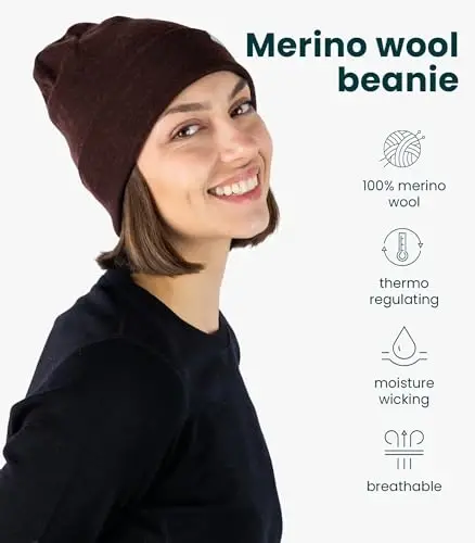 Merino Wool Beanie Men and Women – Novelty Cuff Merino Wool Hats for Men and Women - Unisex Adult Beanie Hat and Socks - MERINO (1)
