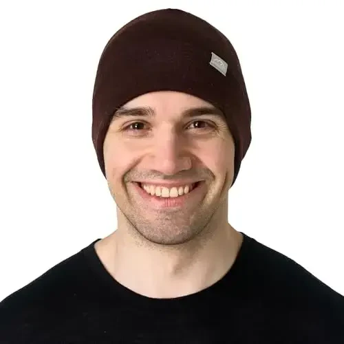 Merino Wool Beanie Men and Women – Novelty Cuff Merino Wool Hats for Men and Women - Unisex Adult Beanie Hat and Socks - 3