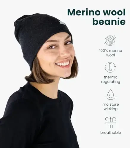 Merino Wool Beanie Men and Women – Novelty Cuff Merino Wool Hats for Men and Women - Unisex Adult Beanie Hat and Socks - 2