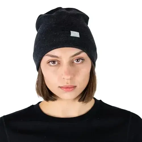 Merino Wool Beanie Men and Women – Novelty Cuff Merino Wool Hats for Men and Women - Unisex Adult Beanie Hat and Socks - 3