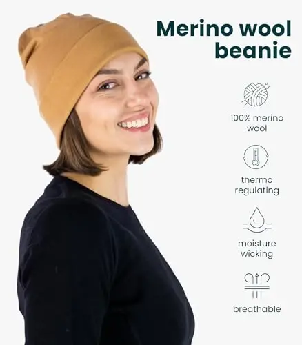 Merino Wool Beanie Men and Women – Novelty Cuff Merino Wool Hats for Men and Women - Unisex Adult Beanie Hat and Socks - MERINO (1)