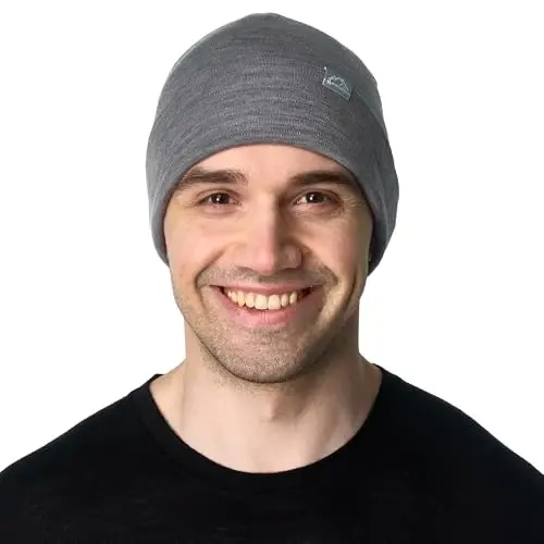 Merino Wool Beanie Men and Women – Novelty Cuff Merino Wool Hats for Men and Women - Unisex Adult Beanie Hat and Socks - 3