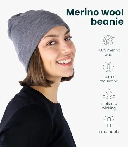 Merino Wool Beanie Men and Women – Novelty Cuff Merino Wool Hats for Men and Women - Unisex Adult Beanie Hat and Socks - 2