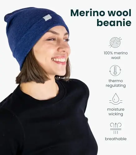 Merino Wool Beanie Men and Women – Novelty Cuff Merino Wool Hats for Men and Women - Unisex Adult Beanie Hat and Socks - 2