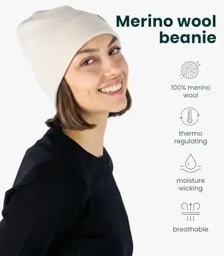 Merino Wool Beanie Men and Women – Novelty Cuff Merino Wool Hats for Men and Women - Unisex Adult Beanie Hat and Socks - MERINO (1)