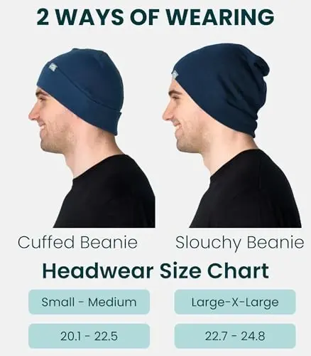 Merino Wool Beanie Men and Women – Cuff Merino Wool Hats for Men and Women - Unisex Adult Beanie Hat and Socks - 3