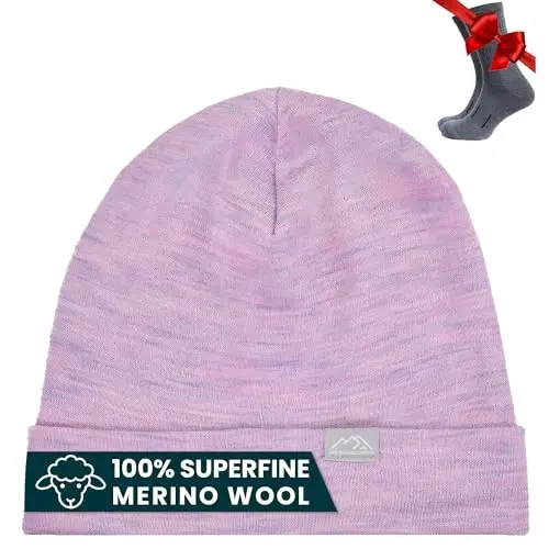 Merino Wool Beanie Men and Women – Novelty Cuff Merino Wool Hats for Men and Women - Unisex Adult Beanie Hat and Socks - 1