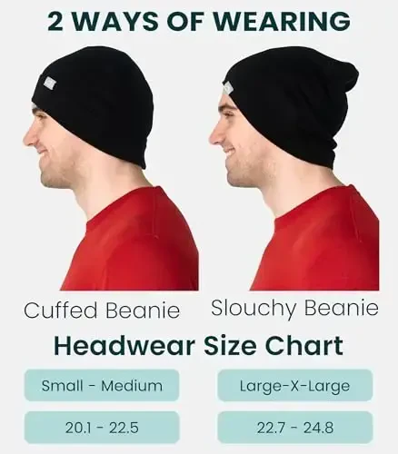 Merino Wool Beanie Men and Women – Novelty Cuff Merino Wool Hats for Men and Women - Unisex Adult Beanie Hat and Socks - 6