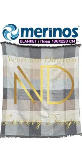 Merinos Layka Beige Double Blanket - 1