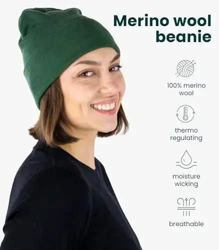 Merino Wool Beanie Men and Women – Novelty Cuff Merino Wool Hats for Men and Women - Unisex Adult Beanie Hat and Socks - MERINO (1)