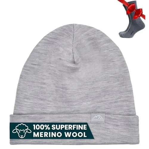 Merino Wool Beanie Men and Women – Novelty Cuff Merino Wool Hats for Men and Women - Unisex Adult Beanie Hat and Socks - 1