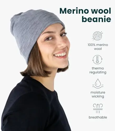 Merino Wool Beanie Men and Women – Novelty Cuff Merino Wool Hats for Men and Women - Unisex Adult Beanie Hat and Socks - 2