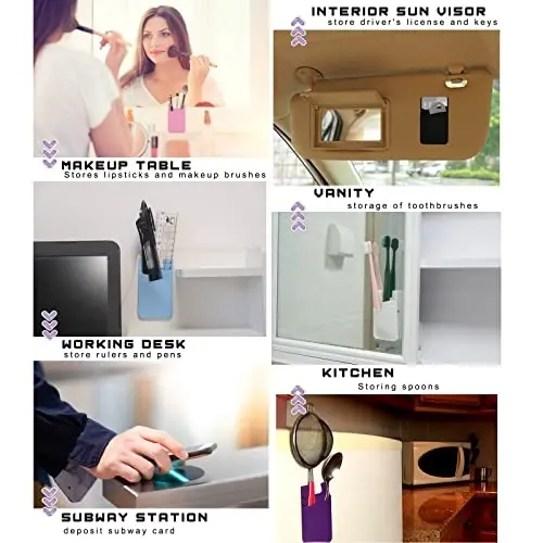 Meroqeel Card Holder for Phone Case, Business uchun yopishqoq hamyon, ID va kredit karta, Android iPhone va ko'pchilik telefonlar uchun silikon mobil telefon qopqog'i - Qora, Oq, Kulrang, Pushti, Pastel Moviy, Yalpiz yashili - 3