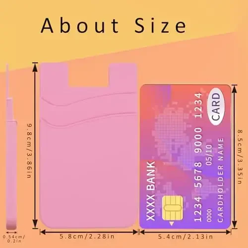 Meroqeel Card Holder for Phone Case, Sticky Wallet for Business, ID and Credit Card, Silicone Cellphone Sleeve for Android iPhone and Most Phones - Black, White, Grey, Pink, Pastel Blue, Mint Green - 2