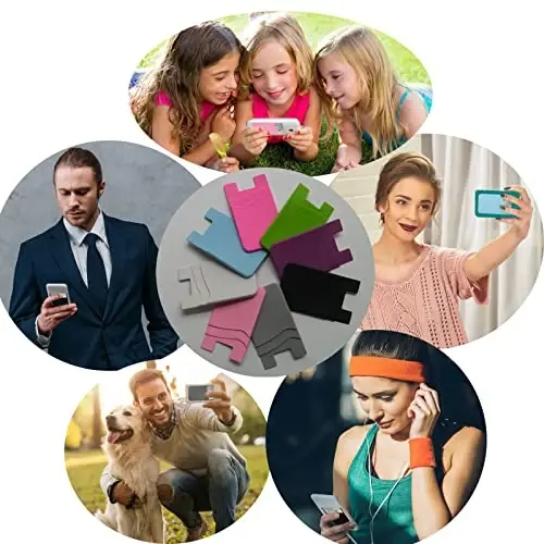 Meroqeel Card Holder for Phone Case, Sticky Wallet for Business, ID and Credit Card, Silicone Cellphone Sleeve for Android iPhone and Most Phones - Black, White, Grey, Pink, Pastel Blue, Mint Green - 4