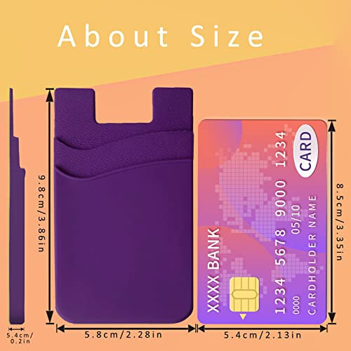 Meroqeel Cell Phone Card Holder Stick on, Adhesive Cellphone Wallet Credit Card Sleeve, Compatible with iPhone, Android, Samsung Galaxy and Smartphones - Black, White, Grey, Pink, Purple, Hot Pink - 2