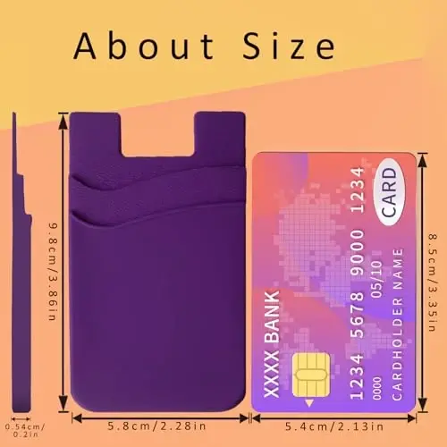 Meroqeel Cell Phone Card Holder Stick on, Adhesive Cellphone Wallet Credit Card Sleeve, Compatible with iPhone, Android, Samsung Galaxy and Smartphones - Black, White, Grey, Pink, Purple, Hot Pink - MEROQEEL (1)