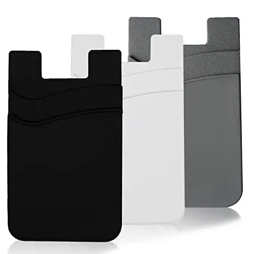 Meroqeel Cell Phone Wallet Card Holder Sleeves for Phone Case, 3 Pack Adhesive Credit Business ID Cards Pocket Wallets Stick on Back of iPhone Android Phones for Women Silicone - 1