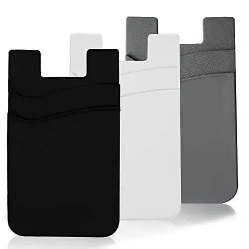 Meroqeel telefon hamyon karta ushlagichlari telefon g'ilofi uchun, 3 dona yopishtiruvchi kredit biznes ID kartalari cho'ntak hamyonlari ayollar uchun iPhone Android telefonlarining orqa tomoniga yopishtiriladi Silikon 