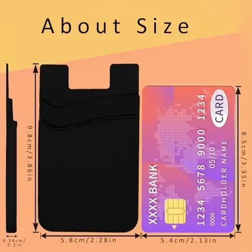 Meroqeel telefon hamyon karta ushlagichlari telefon g'ilofi uchun, 3 dona yopishtiruvchi kredit biznes ID kartalari cho'ntak hamyonlari ayollar uchun iPhone Android telefonlarining orqa tomoniga yopishtiriladi Silikon - 2