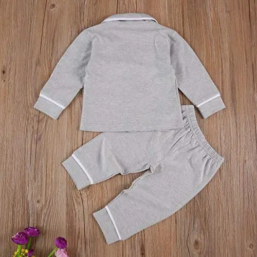 Merqwadd Küçük Çocuk Bebek Düğmeli Pijama Takımı Kız ve Erkek Çocuklar İçin Pijama Kıyafetleri - 4