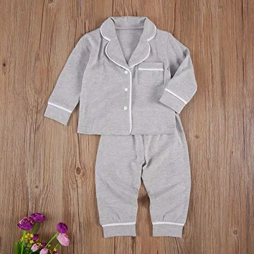 Merqwadd Toddler Baby Button-Down Pajamas Set for Boys Girls Pjs Outfits - 7