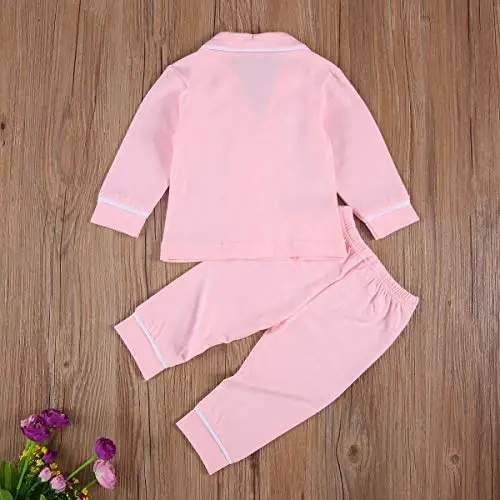 Merqwadd Toddler Baby Button-Down Pajamas Set for Boys Girls Pjs Outfits - 4
