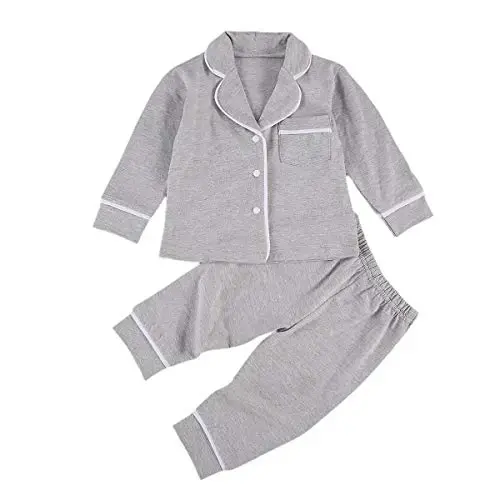 Merqwadd Toddler Baby Button-Down Pajamas Set for Boys Girls Pjs Outfits - 1