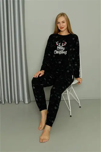 Merry Christmas Welsoft Polar Women's Pajama Set 8514 - BÜYÜKBEDENIZ (1)