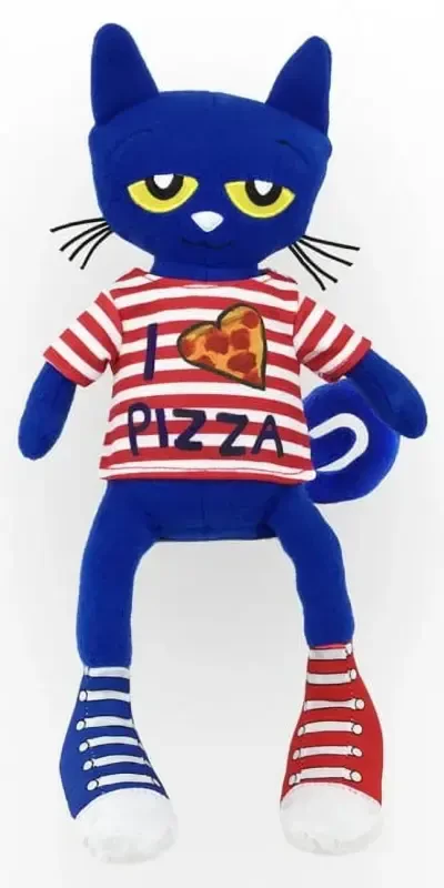 MerryMakers Pete the Cat Pizza Party Soft Plush Blue Cat Stuffed Animal Toy, 14.5-Inch, based on the book series by James Dean - MERRYMAKERS